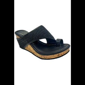 Donald Pliner Women's Gyer Raffia Wedge Sandal Black - Medium